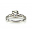 1.21 Cts Round Cut Diamond with Baguette Set Band Engagement Ring Set in Platinum
